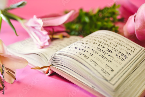  An prayer siddur used by for  Jewish woman siddur with flower photo
