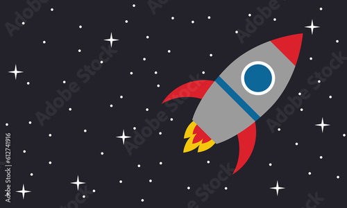 Space and rocket, background, vector. Rocket  on the background of space.