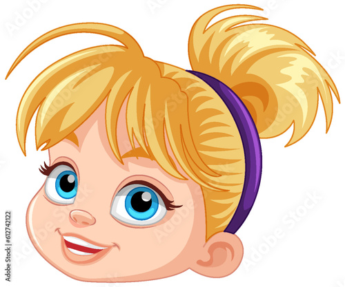 Cute blonde girl head with blue eyes
