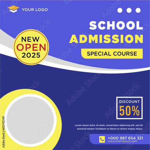 School admission social media post or banner template