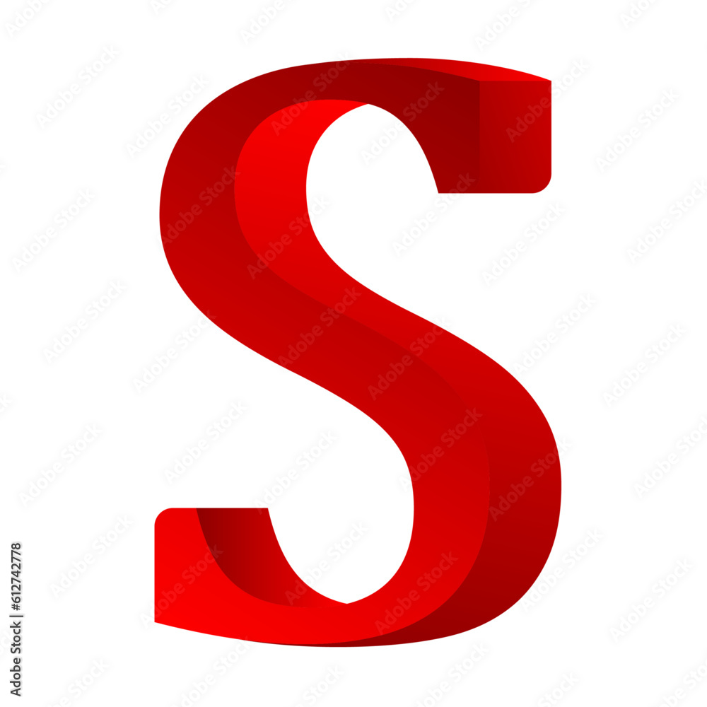 3D Letter S Red Color Logo Design 3D Letter S Red Color Logo Design