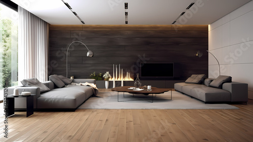 3D Render Stylish Modern Minimal Livingroom. Interior Design Clean and Contemporary.
Generative AI photo