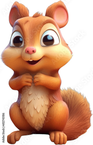 Cute Squirrel in 3D  style.