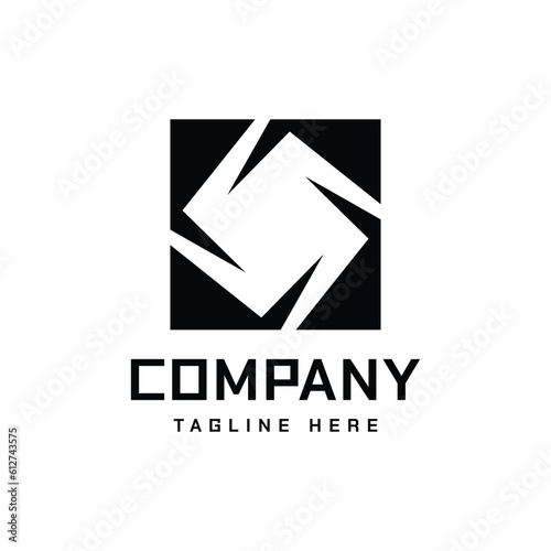 windmill logo, square geometric shape creative design