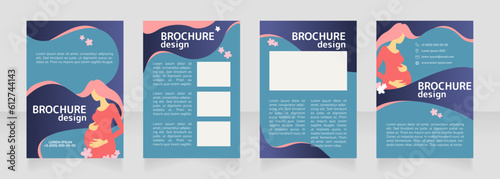 First-time pregnancy blank brochure design. Template set with copy space for text. Premade corporate reports collection. Editable 4 paper pages. Rounded Mplus 1c Bold, Nunito Light fonts used