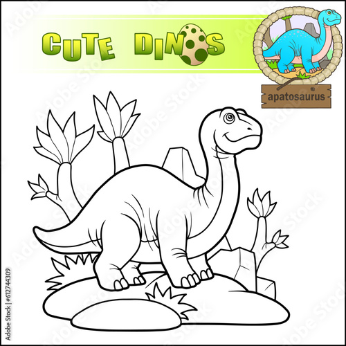 cute prehistoric dinosaur apatosaurus coloring book