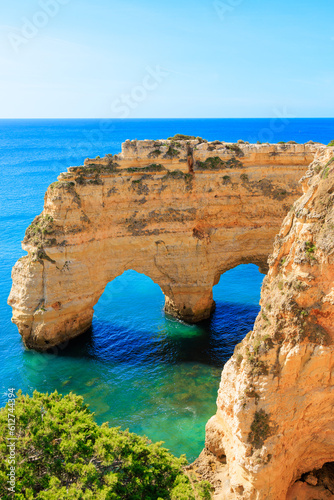 Beautiful Algarve heart shaped cliff in atlantic ocean- Travel destination, summer vacation concept- Portugal