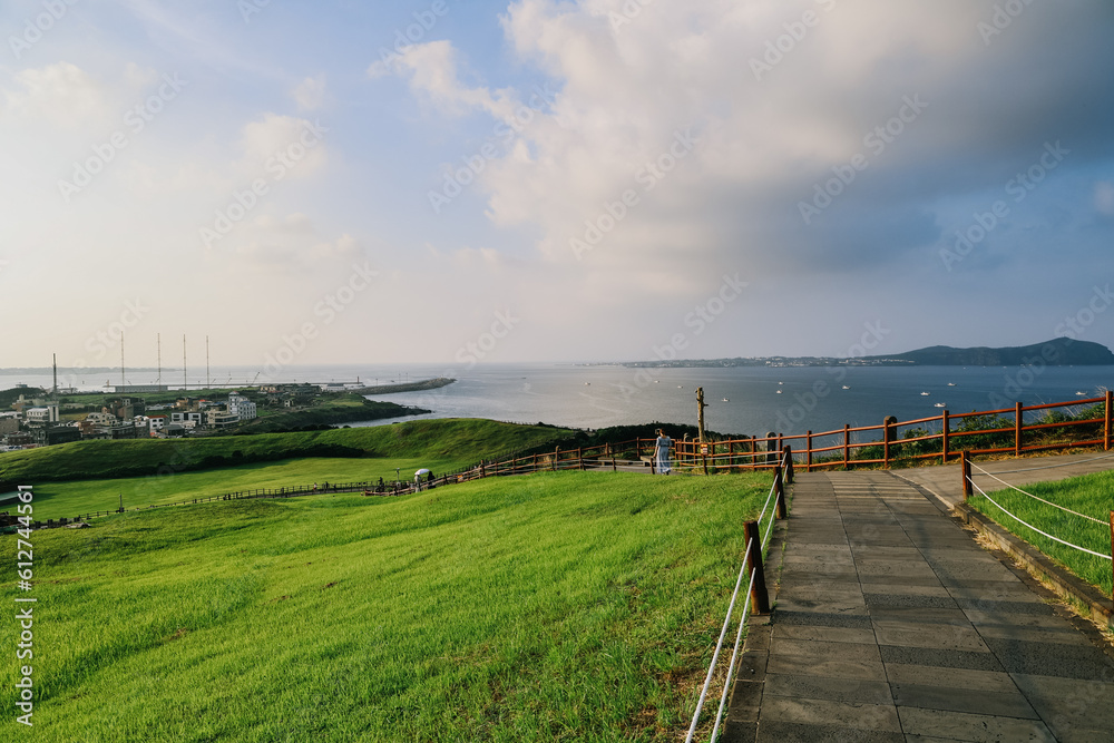 View from Seongsan Ilchulbong mountain in Jeju Island, South Korea.