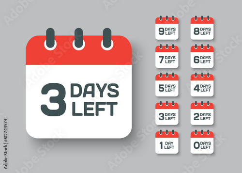 Countdown daily page calendar icon - 3 days left