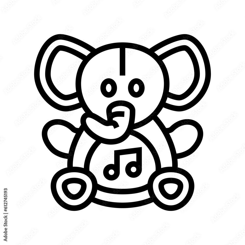 musical stuffed animal toy baby line icon vector. musical stuffed animal toy baby sign. isolated contour symbol black illustration musical stuffed animal toy baby line icon vector. musical stuffed animal toy baby sign. isolated contour symbol black illustration
