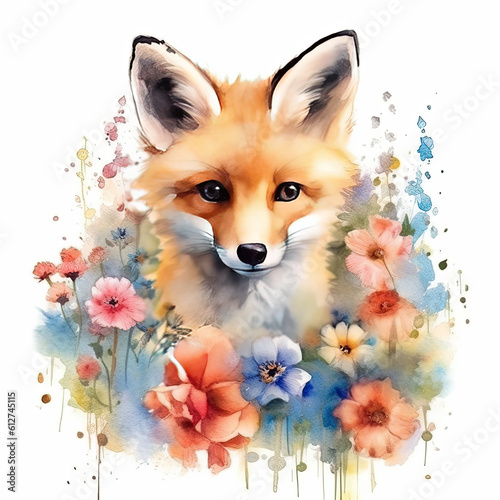 Watercolor painting showing a small fox © Visual Realm
