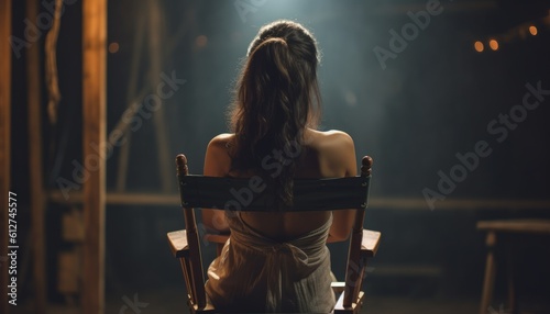 girl sitting on a directors chair, Generative AI