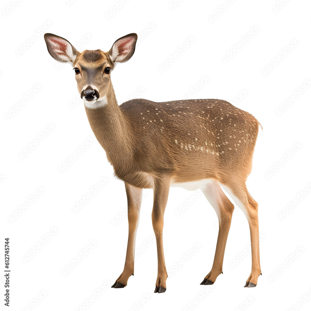 A deer with antlers isolated on a white background A deer with antlers isolated on a white background