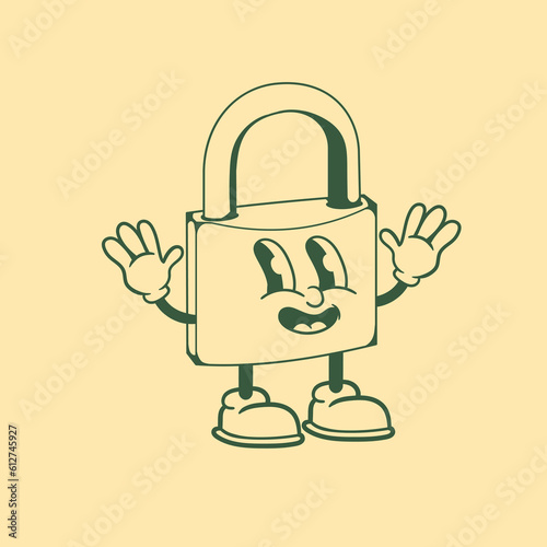 Vintage character design of padlock