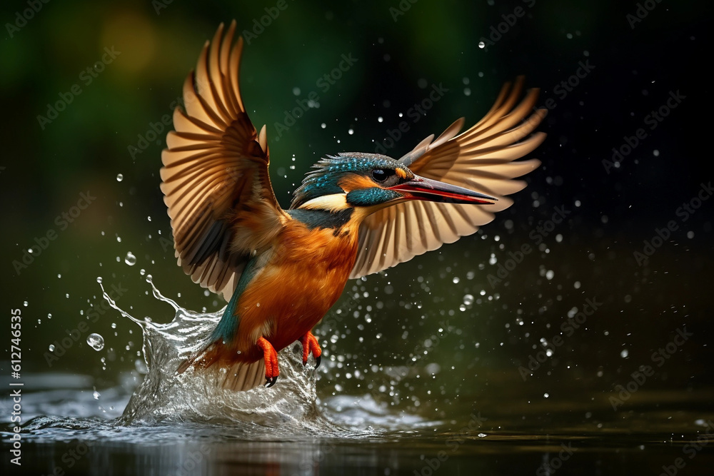 Obraz premium Kingfisher landing on water