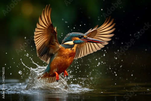  Kingfisher landing on water 