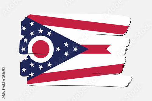 Ohio State Flag with colored hand drawn lines in Vector Format