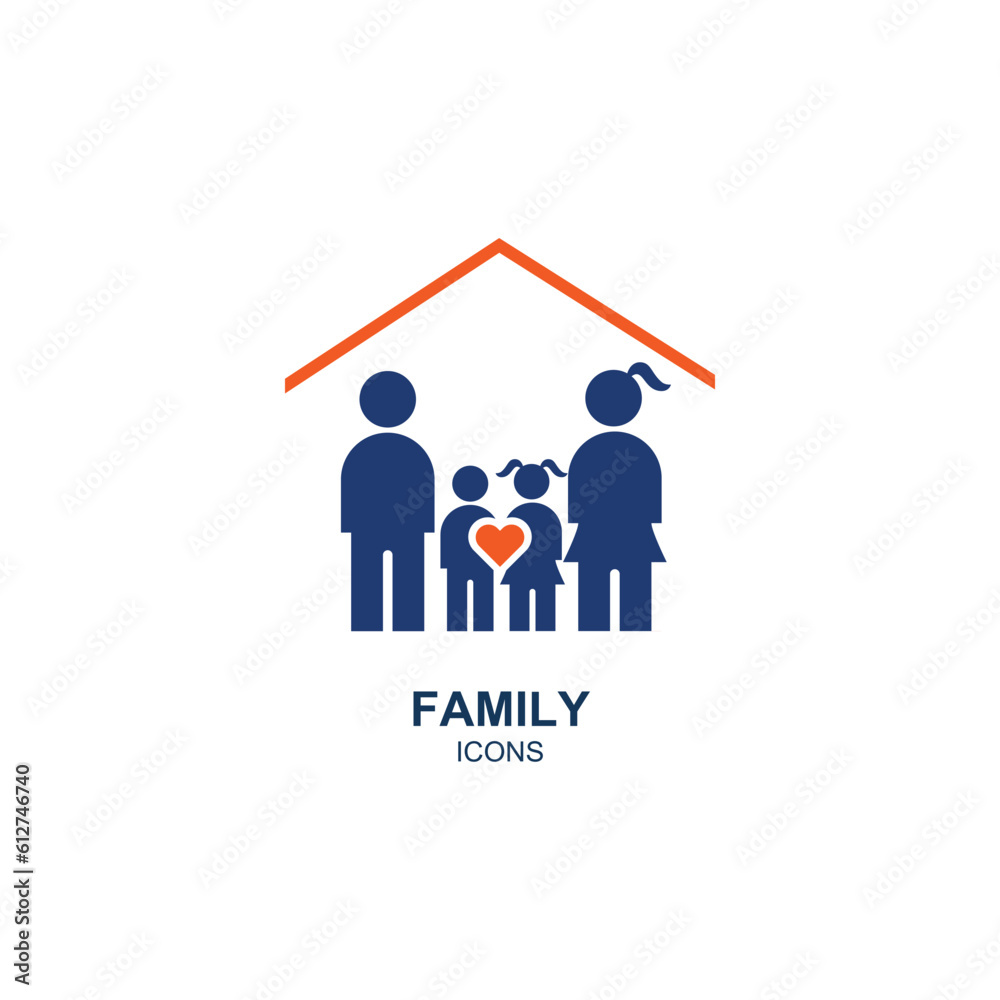 Family icon logo vector illustration in flat style Family icon logo vector illustration in flat style