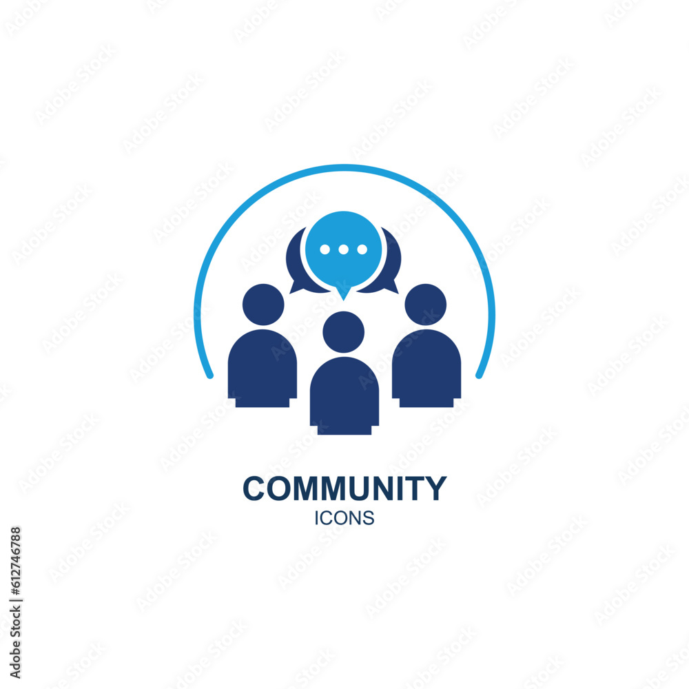 Community icon logo vector illustration in flat style Community icon logo vector illustration in flat style