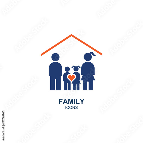 Family icon logo vector illustration in flat style