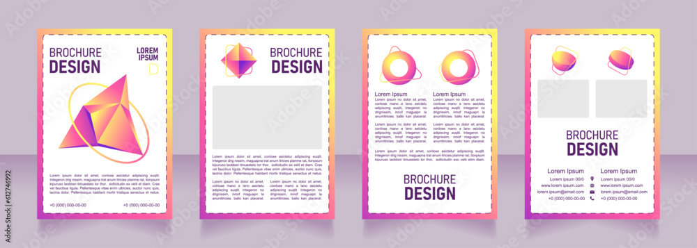 Abstract blank brochure design. Template set with copy space for text. Premade corporate reports collection. Editable 4 paper pages. Bahnschrift SemiLight, Bold SemiCondensed, Arial Regular fonts used