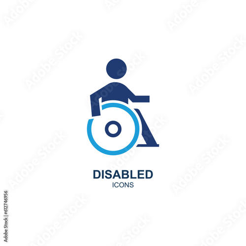 Disabled icon logo vector illustration in flat style