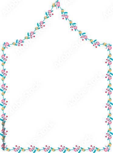 Inflexed Arch rectangular frame architectural Flower window Flower door flower frame floral leaf leaves decoration natural Botanical Branches wedding card anniversary celebration beautiful arabesque E