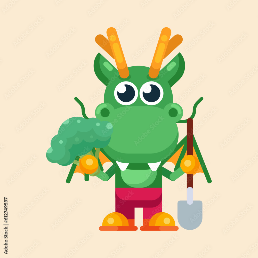 Funny cartoon maskot dragon character flat design illustration Funny cartoon maskot dragon character flat design illustration