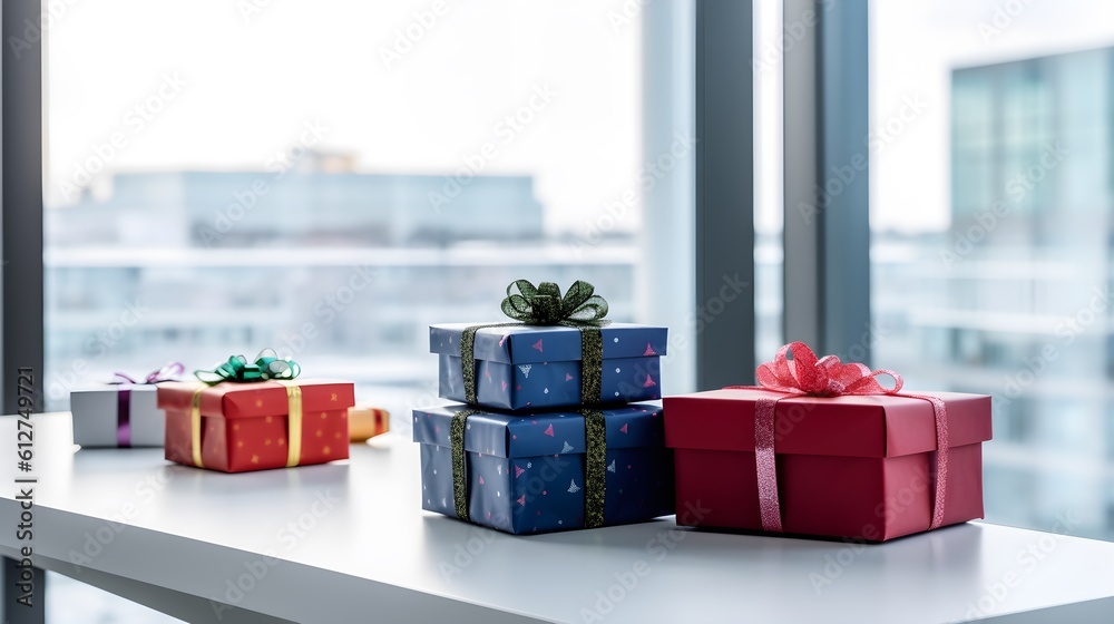 Obraz premium Des cadeaux posés sur un bureau 