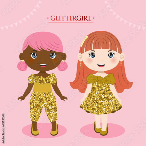 A bundle of two girls in glitter dress