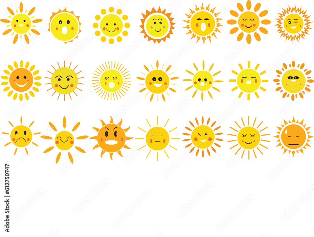 set of emoji vector like sun set of emoji vector like sun
