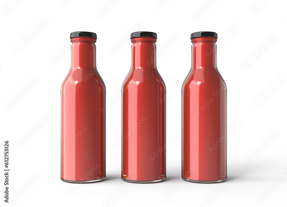 Glass Sauce Bottle PSD Mockup Isolated on White red ketchup bottle