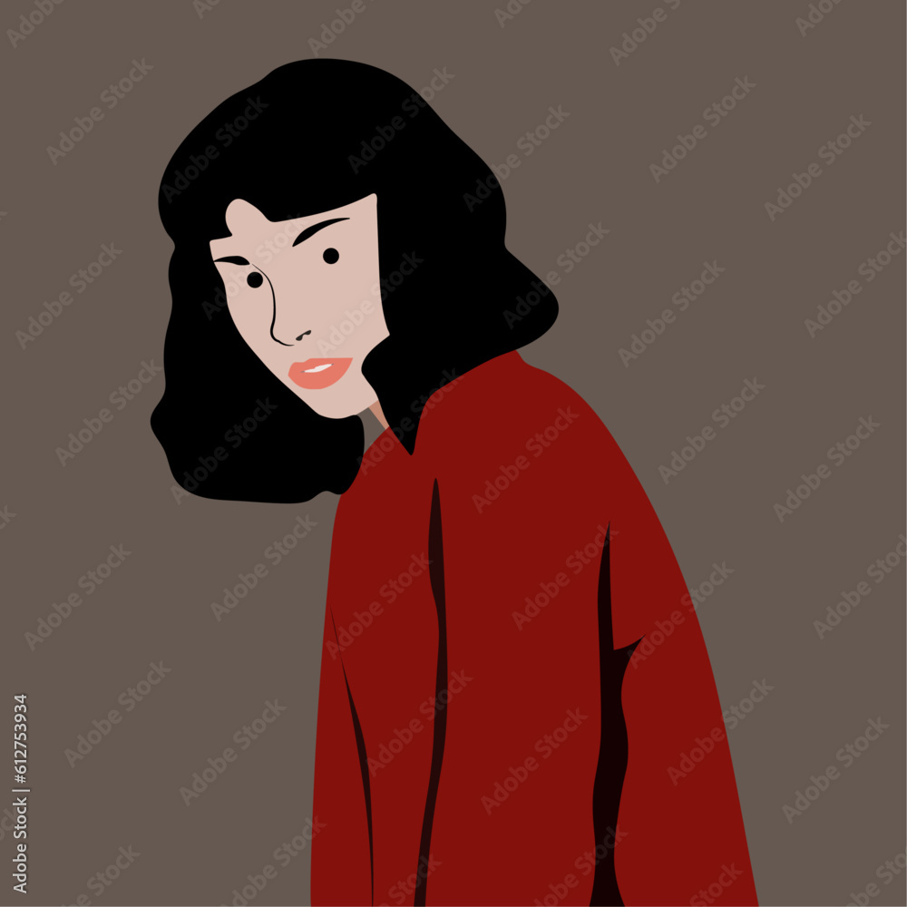 Girl with the red high neck t-shirt Illustration useful for fashion, home, beauty, and other places where you need a girl illustration. Girl with the red high neck t-shirt Illustration useful for fashion, home, beauty, and other places where you need a girl illustration.