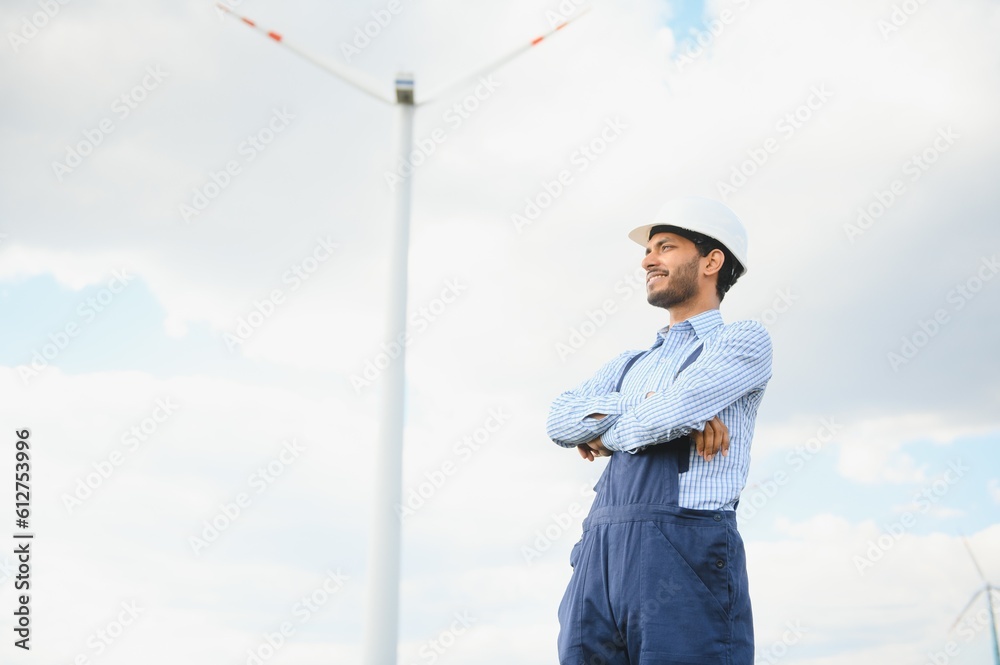 Indian Windmill engineer inspection and progress check wind turbine. Indian Windmill engineer inspection and progress check wind turbine.
