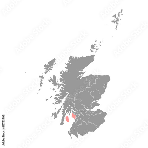 North Ayrshire map, council area of Scotland. Vector illustration.