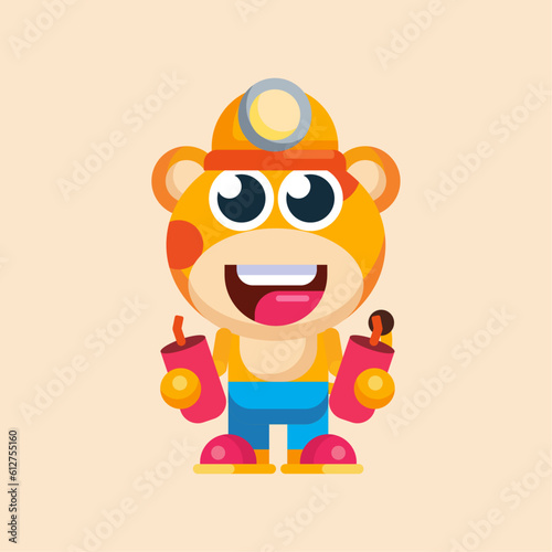 Funny cartoon smiling giraffe  character flat design illustration vector