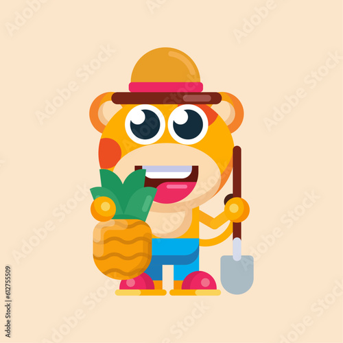 Funny cartoon smiling giraffe  character flat design illustration vector