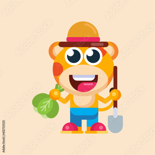 Funny cartoon smiling giraffe  character flat design illustration vector