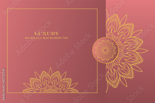 Luxury Golden Mandala Pink Design Background