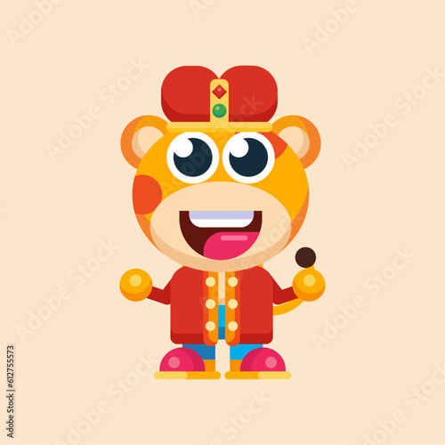 Funny cartoon smiling giraffe  character flat design illustration vector