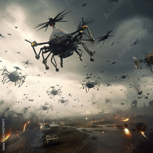 A swarm of combat drones Generative AI