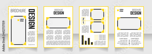 Company press release blank brochure design. Template set with copy space for text. Premade corporate reports collection. Editable 4 paper pages. Smooch Sans Light, Bold, Arial Regular fonts used