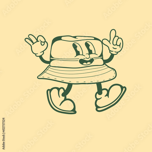 Vintage character design of bucket hat