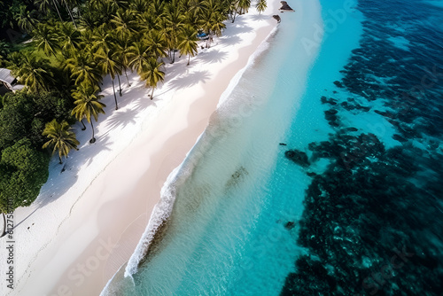 Aerial Drone Photo of waves crashing on the beach in Maldives