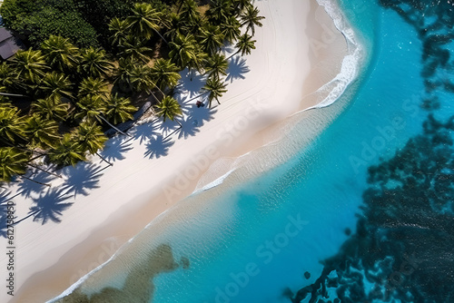 Aerial Drone Photo of waves crashing on the beach in Maldives