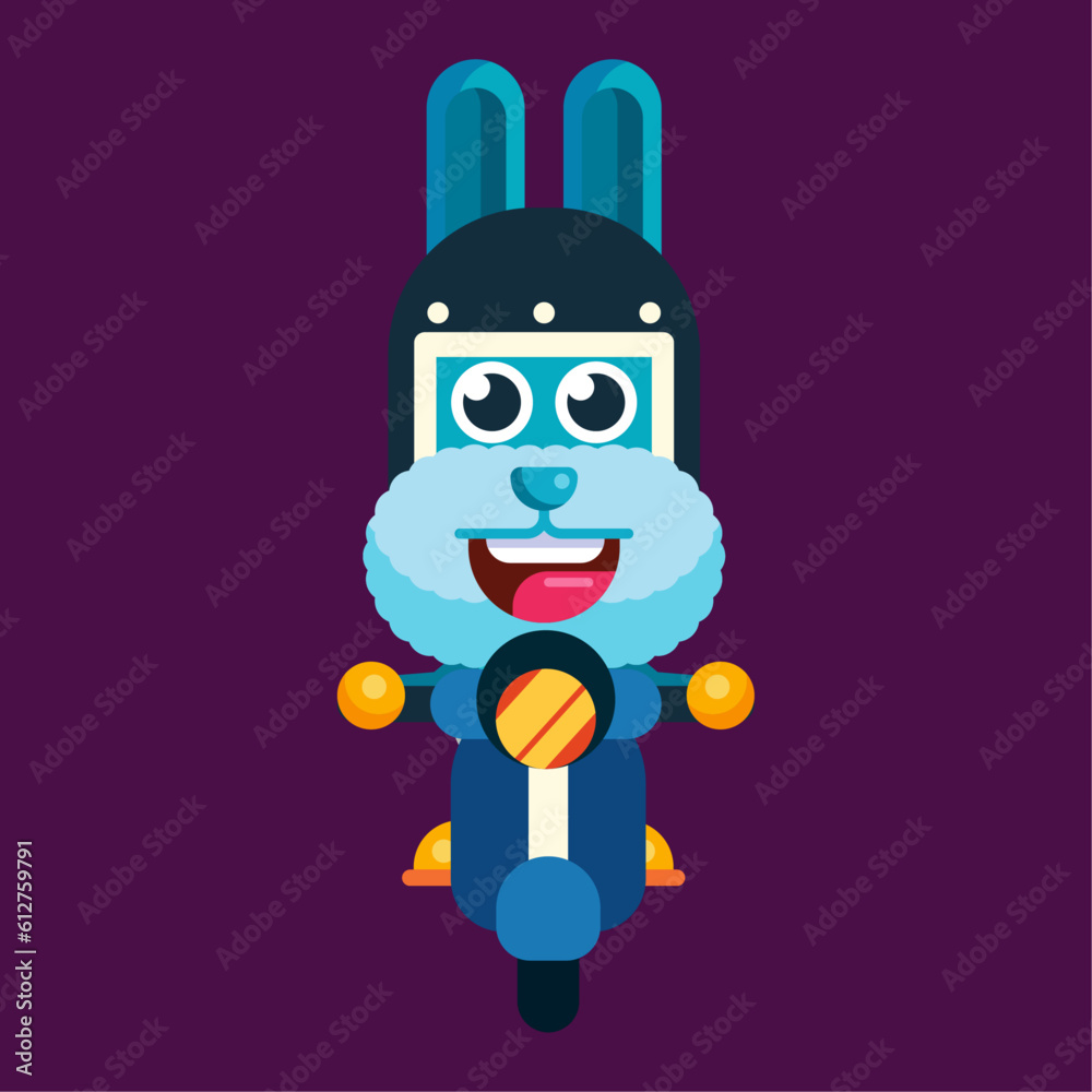 Funny cartoon smiling rabbit character flat design illustration mascot Funny cartoon smiling rabbit character flat design illustration mascot