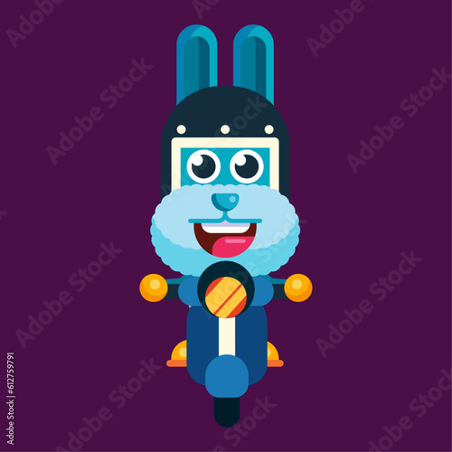 Funny cartoon smiling rabbit character flat design illustration mascot