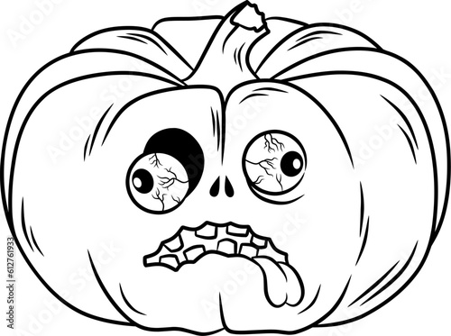 pumkin hallowen cartoon line art photo