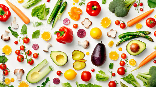 Different vegetables isolate on white background. Generative AI,