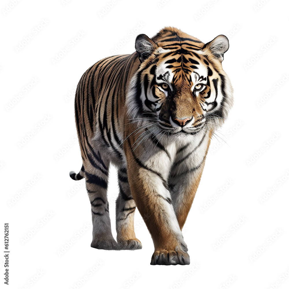 A tiger isolated on a transparent png white background